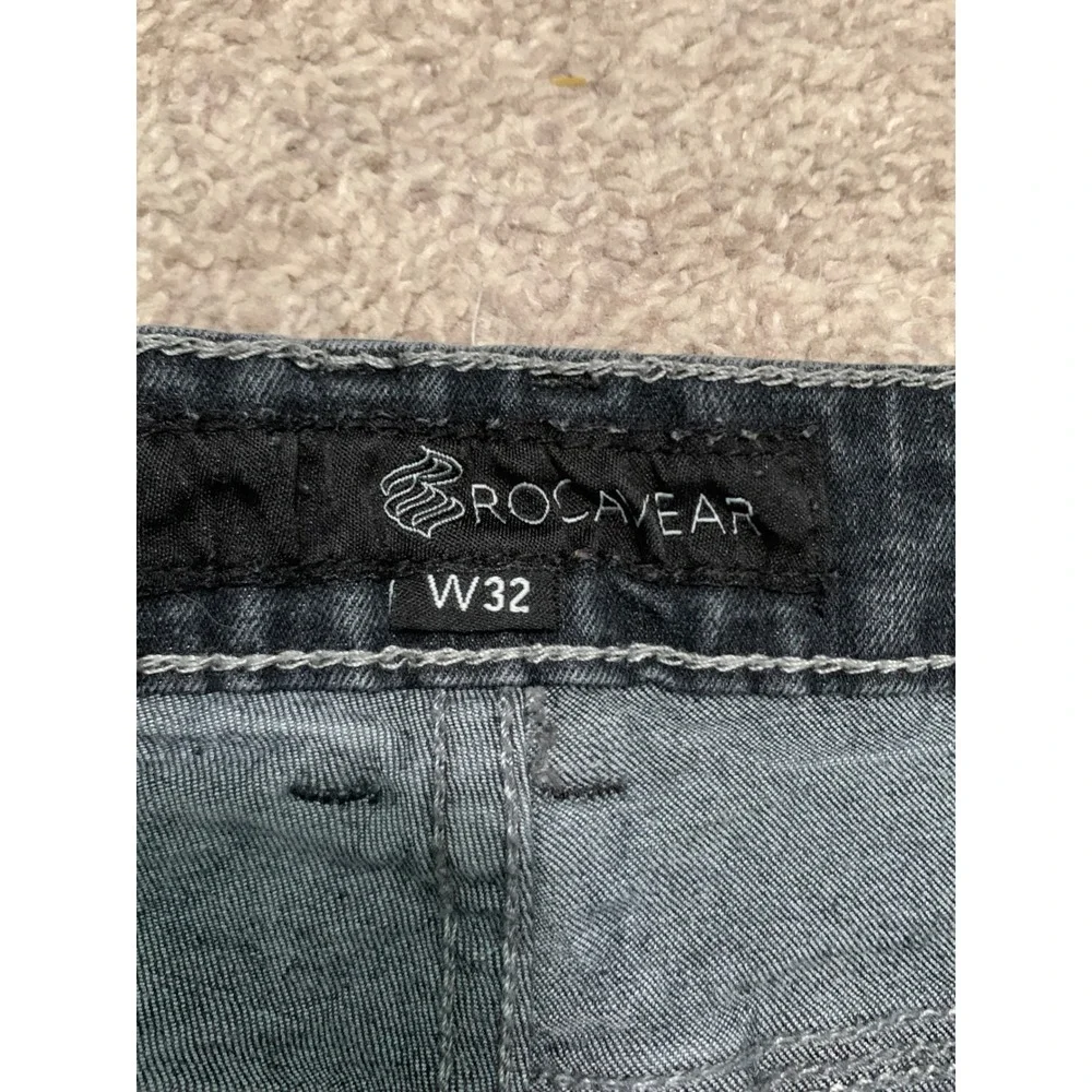 Rocawear Mens Faded Black Straight Leg Denim Jeans W32 L32 Stretch Streetwear